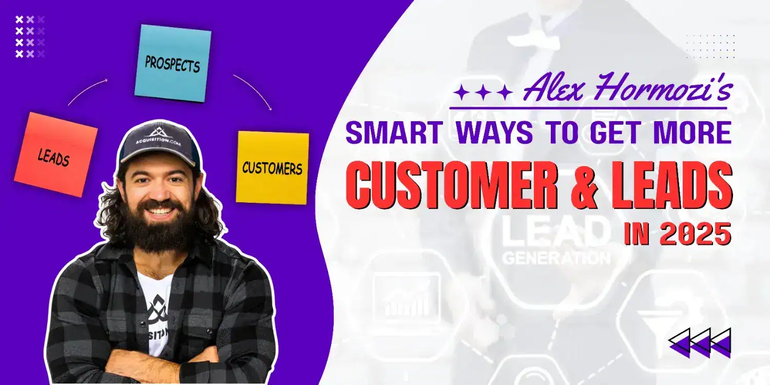 Alex Hormozi explaining lead generation strategies and business growth.